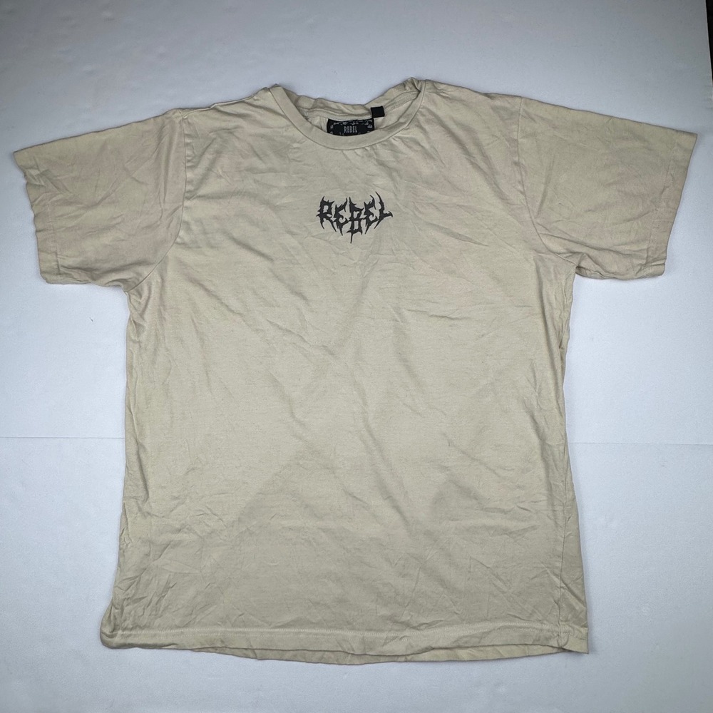 Rebel Vengeance Graphic Tee Med Tan Cotton Streetwear Snake Print Skater Shirt